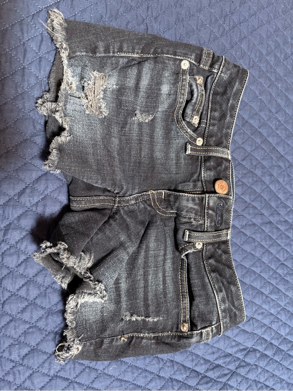 Distressed Dark Denim Cutoff Shorts